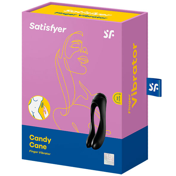 SATISFYER - VIBRADOR DE DEDO CANDY CANE NEGRO