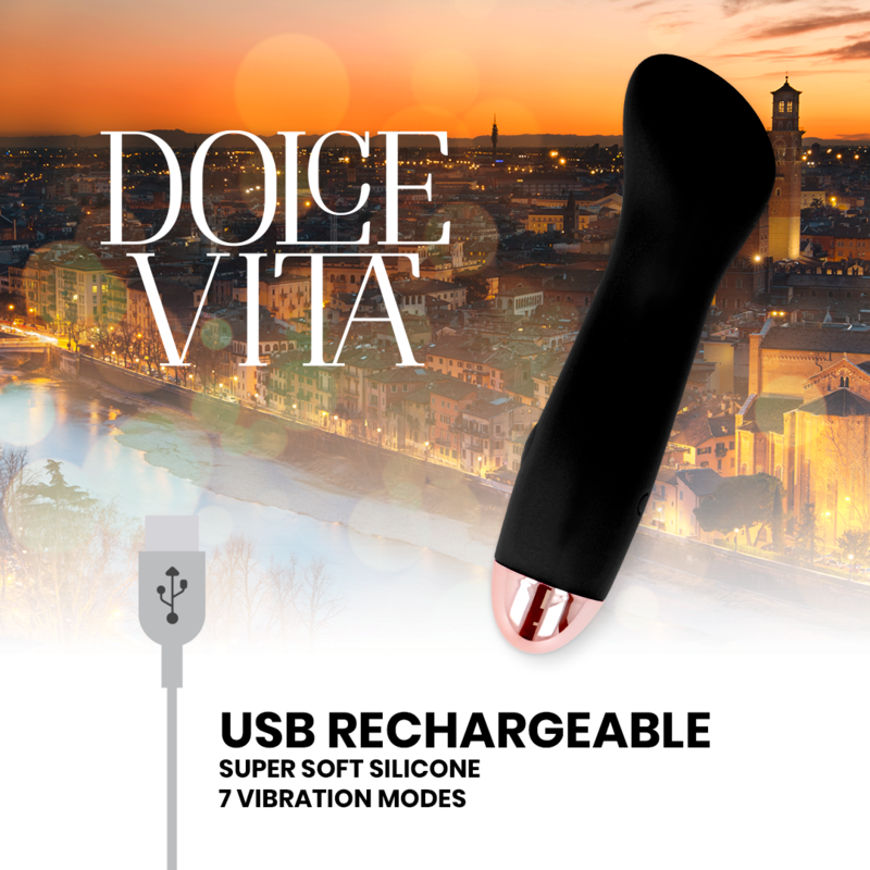 DOLCE VITA - VIBRADOR RECARREGÁVEL ONE PRETO 7 VELOCIDADES