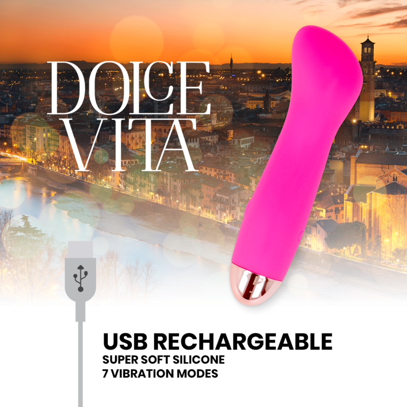 DOLCE VITA - VIBRADOR RECARREGÁVEL ONE ROSA 7 VELOCIDADES