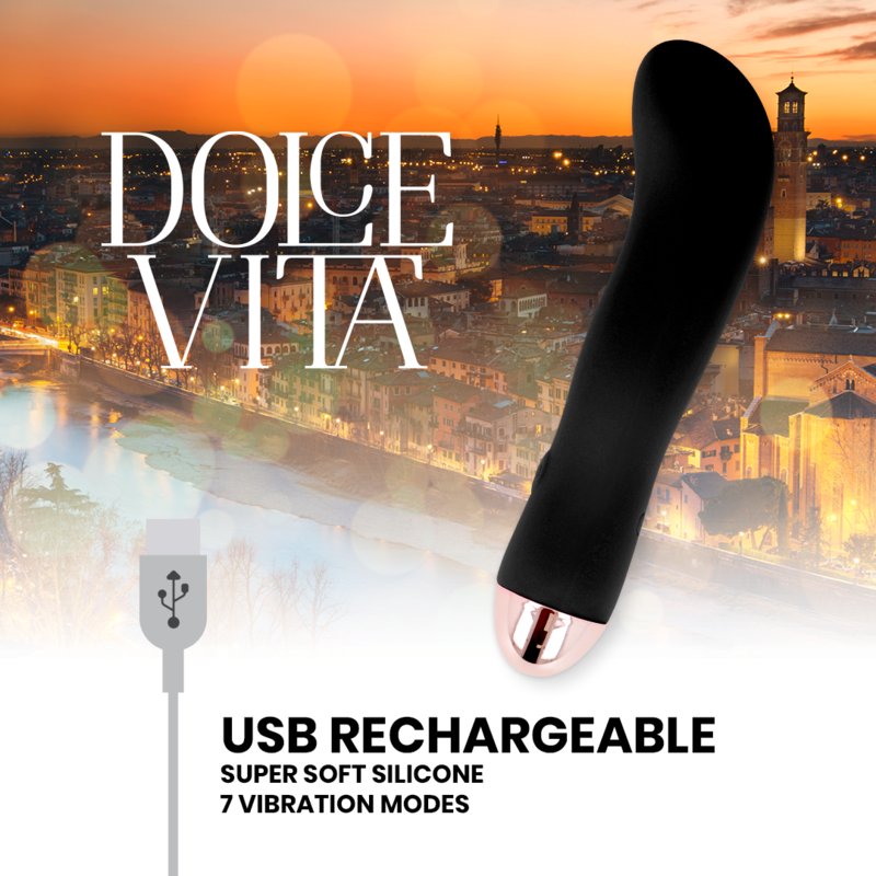 DOLCE VITA - VIBRADOR RECARREGÁVEL TWO PRETO 7 VELOCIDADES