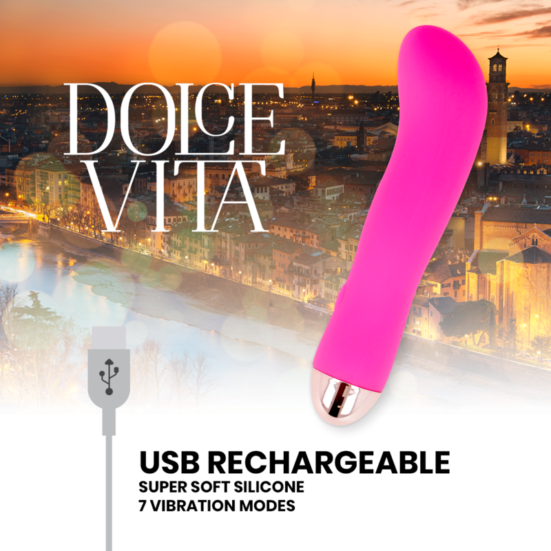 DOLCE VITA - VIBRADOR RECARGABLE DOS ROSA 7 VELOCIDADES