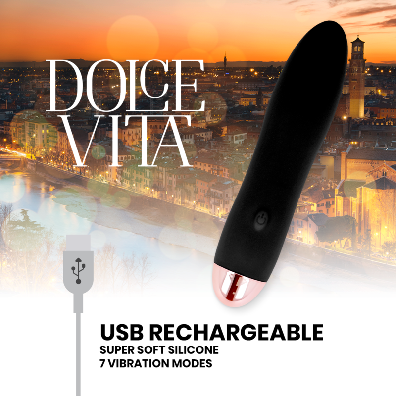 DOLCE VITA - VIBRADOR RECARREGÁVEL FOUR PRETO 7 VELOCIDADES