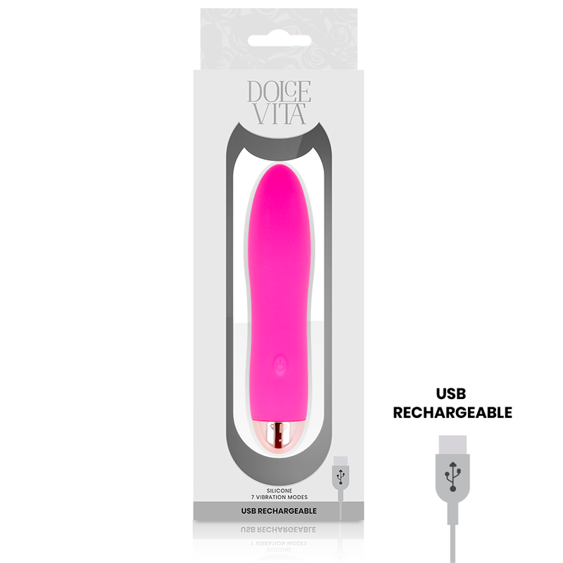 DOLCE VITA - VIBRADOR RECARREGÁVEL FOUR ROSA 7 VELOCIDADES