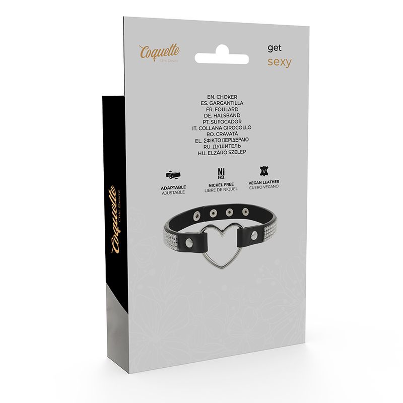 COQUETTE CHIC DESIRE - GARGANTILHA EM COURO VEGANO COM CORAÇÃO