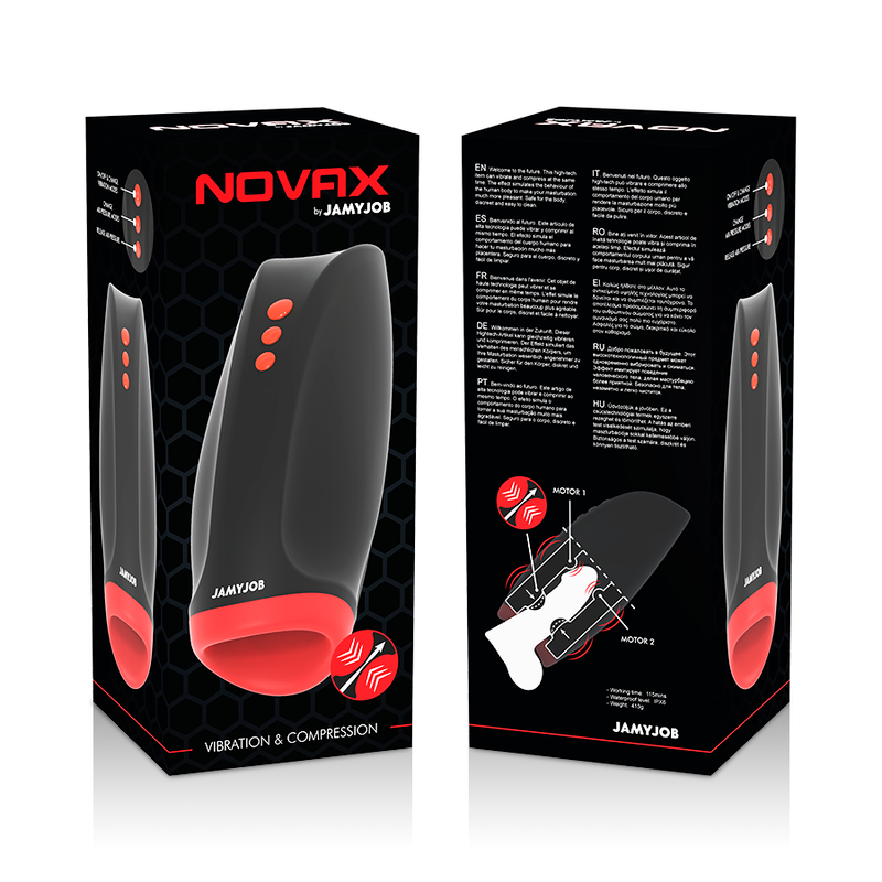 JAMYJOB - MASTURBADOR NOVAX CON VIBRACIÓN Y COMPRESIÓN