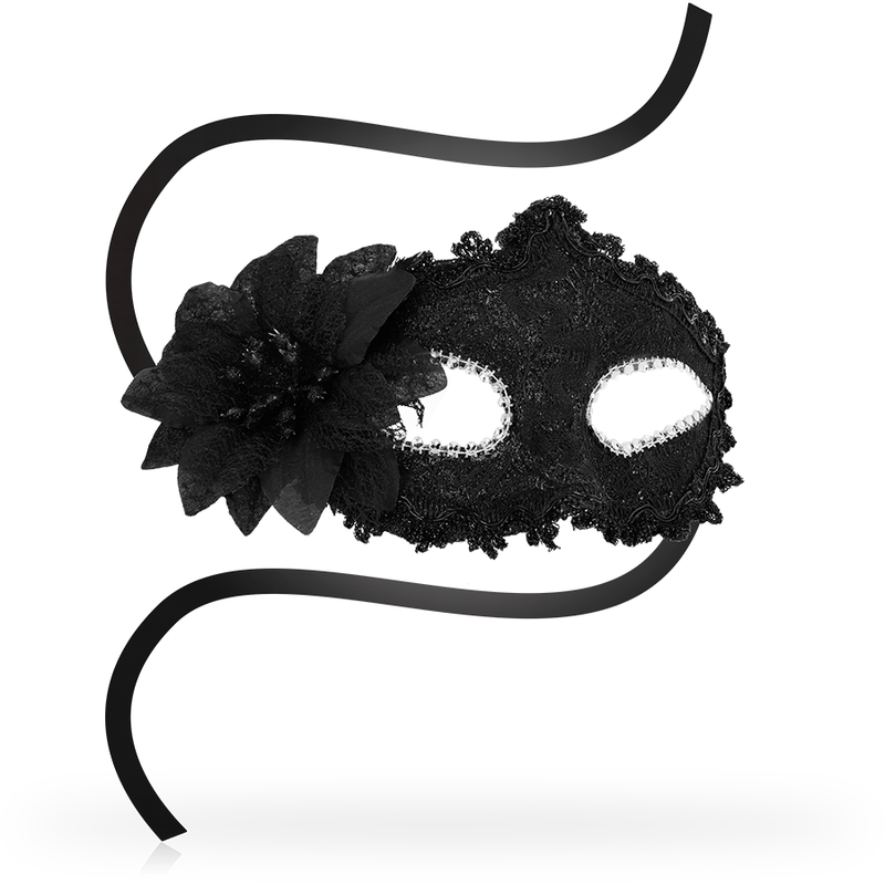 OHMAMA - MÁSCARAS ANTIZAZ ESTILO VENEZIANO FLOR LATERAL - PRETO