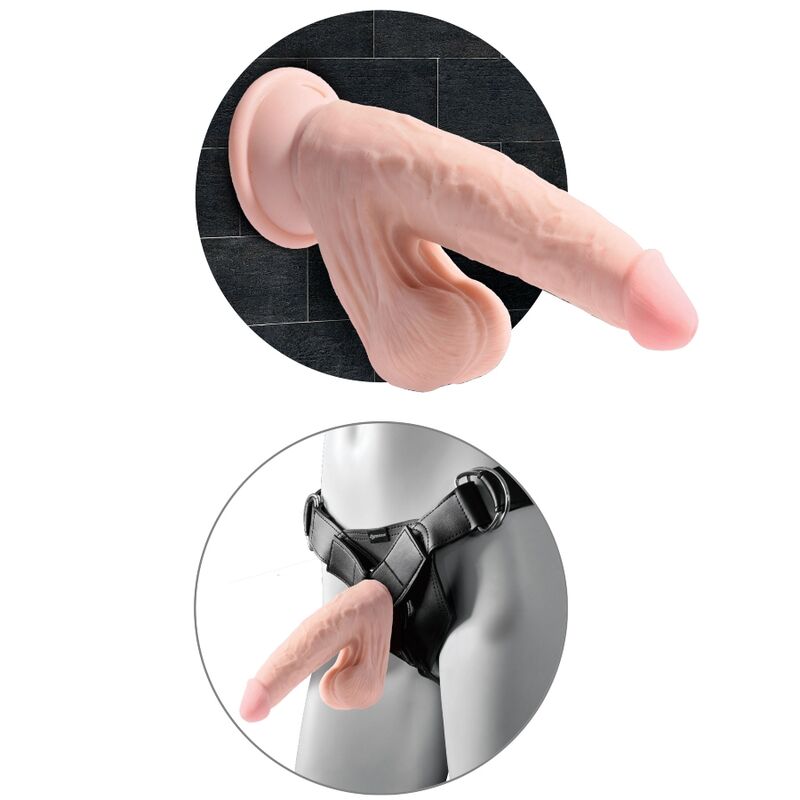 KING COCK - PLUS DILDO 3D COM BOLAS BALANÇANTES 24,5 CM PELE CLARA