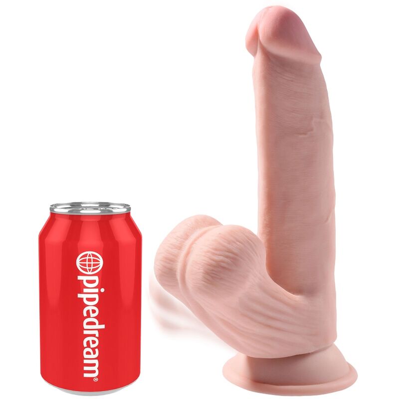 KING COCK - PLUS DILDO 3D COM BOLAS BALANÇANTES 24,5 CM PELE CLARA