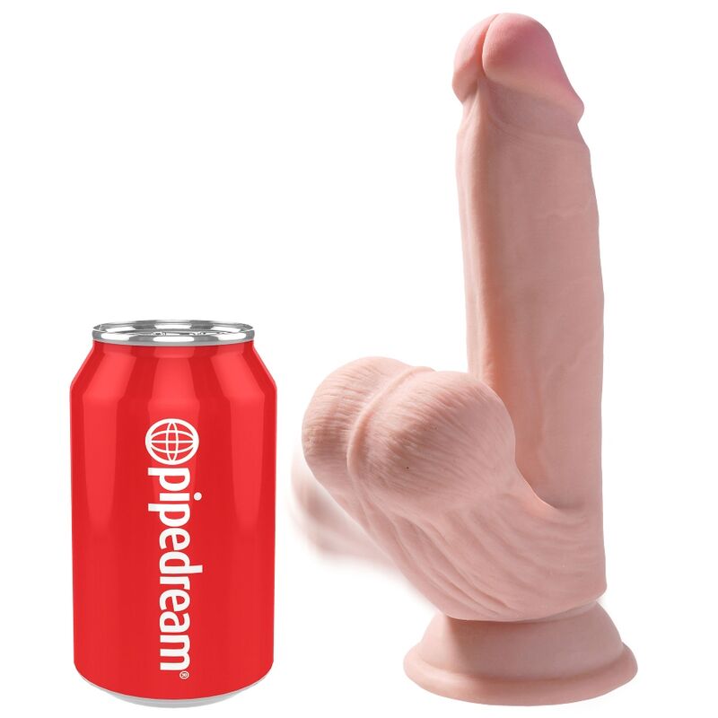KING COCK - PLUS DILDO 3D COM BOLAS BALANÇANTES 15,2 CM PELE CLARA