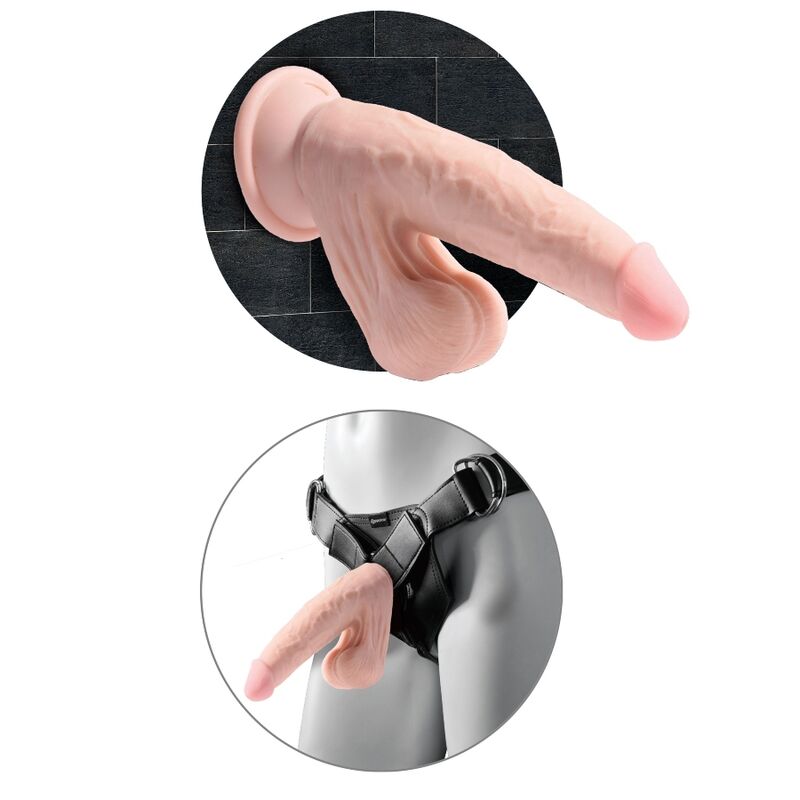 KING COCK - MAIS DILDO 3D COM BOLAS BALANÇANTES 12,7 CM