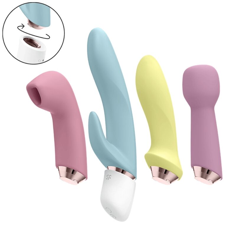 SATISFYER - MARAVILLOSO SET DE CUATRO VIBRADORES Y PULSADORES DE AIRE