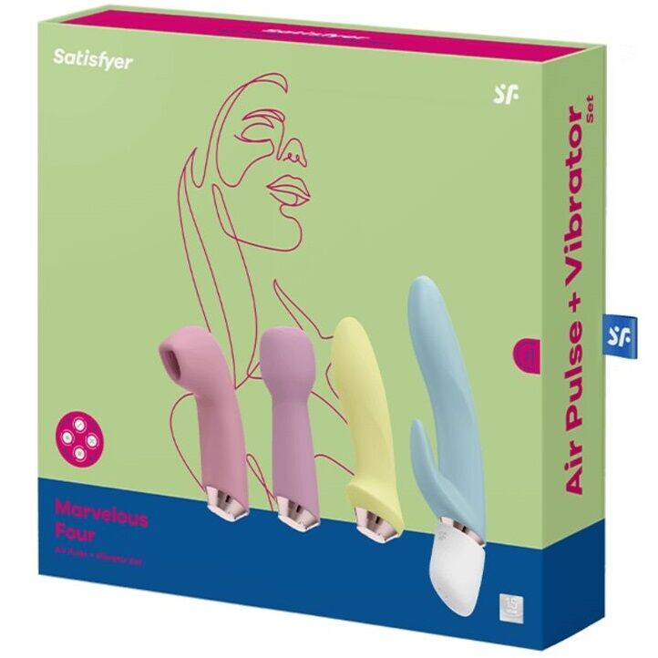 SATISFYER - MARAVILLOSO SET DE CUATRO VIBRADORES Y PULSADORES DE AIRE