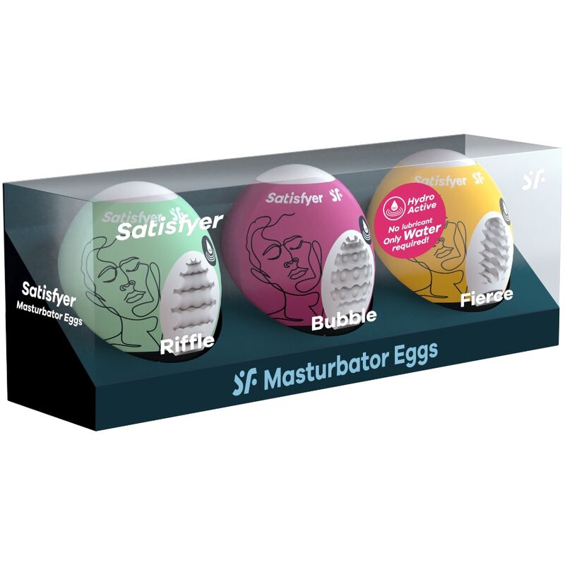 SATISFYER - 3 OVOS MASTURBADORES RIFFLE, BUBBLE E FIERCE
