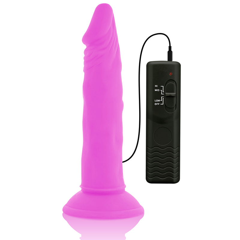 DIVERSIA - DILDO VIBRATÓRIO FLEXÍVEL ROXO 23 CM -O- 4,3 CM