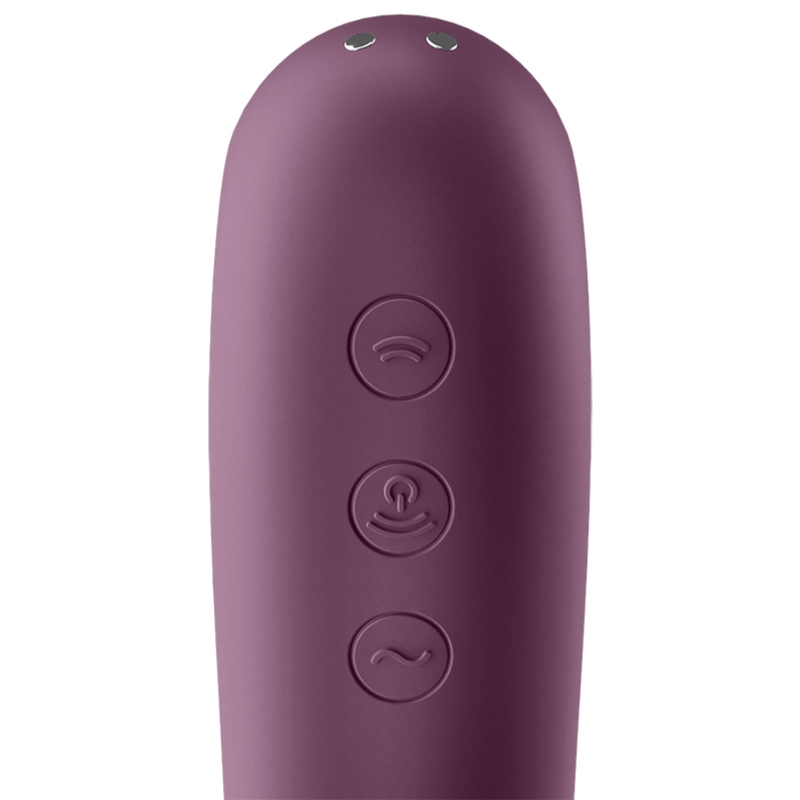SATISFYER - VIBRADOR DUAL KISS AIR PULSE VERMELHO VINHO
