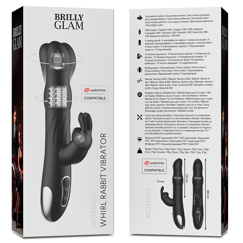BRILLY GLAM - MOEBIUS RABBIT VIBRADOR E ROTADOR COMPATÍVEL COM A TECNOLOGIA WATCHME WIRELESS