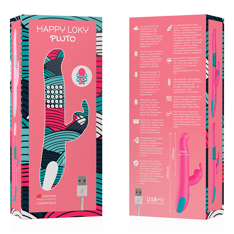 HAPPY LOKY - VIBRADOR E ROTADOR COELHO PLUTO COMPATÍVEL COM TECNOLOGIA WATCHME WIRELESS