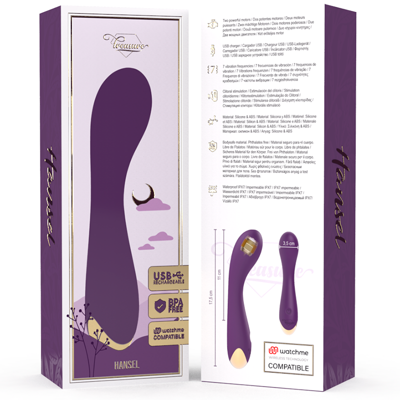 TREASURE - VIBRADOR HANSEL PARA PONTO G, COMPATÍVEL COM A TECNOLOGIA WATCHME WIRELESS