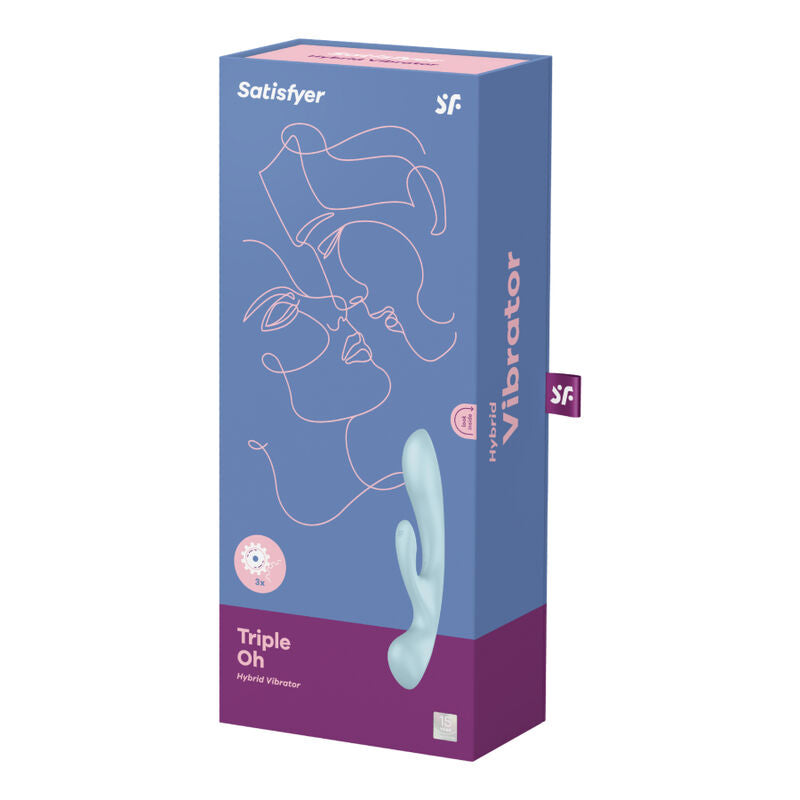 SATISFYER - TRIPLE OH HYBRID VIBRATION AZUL