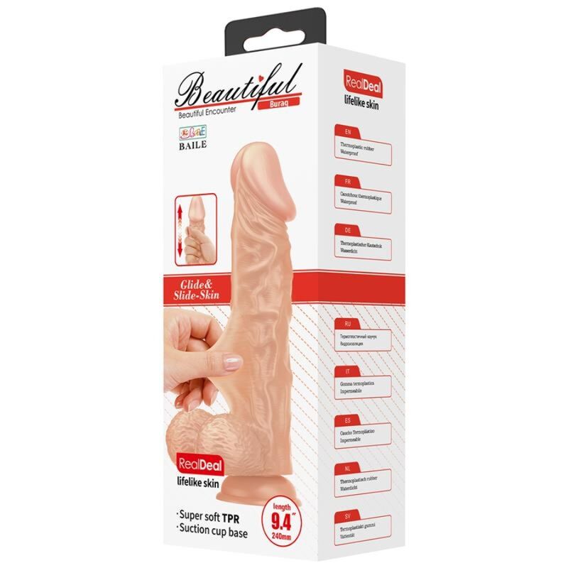 BAILE - ENCONTRO LINDO BURAQ DILDO FLEXÍVEL REALISTA 24 CM NATURAL