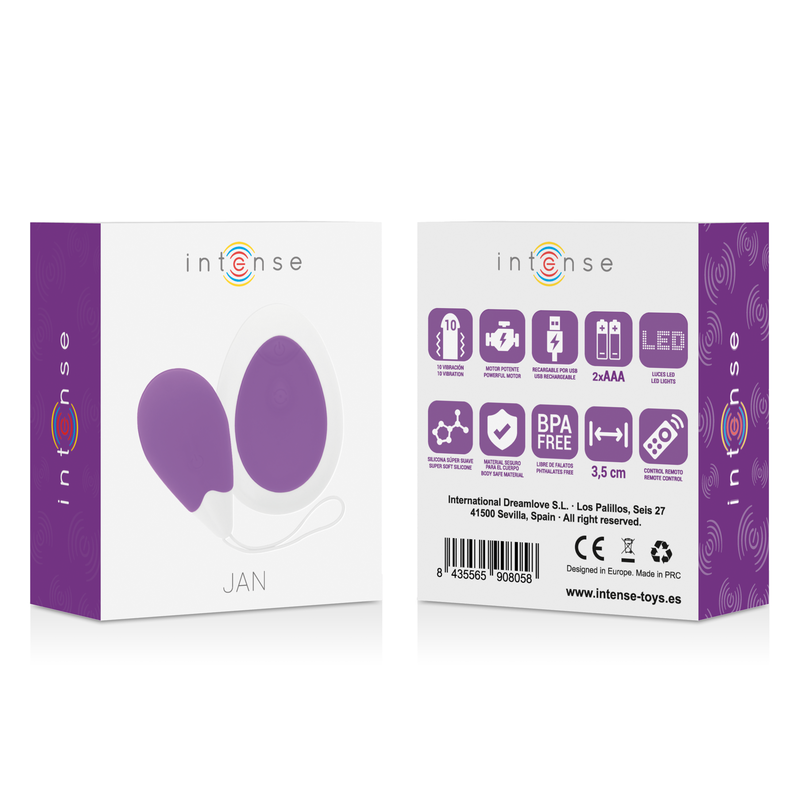 INTENSO - HUEVO VIBRADOR CON CONTROL REMOTO JAN LILAC