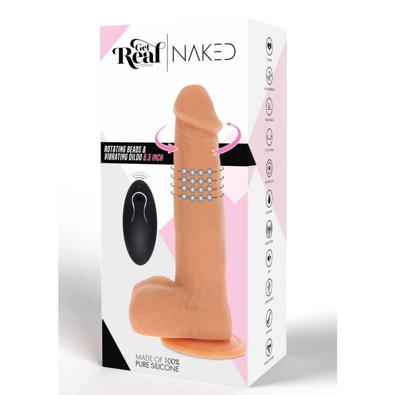 SEJA REAL - PELE DE DILDO VIBRATÓRIA COM BOLINHAS ROTATIVAS