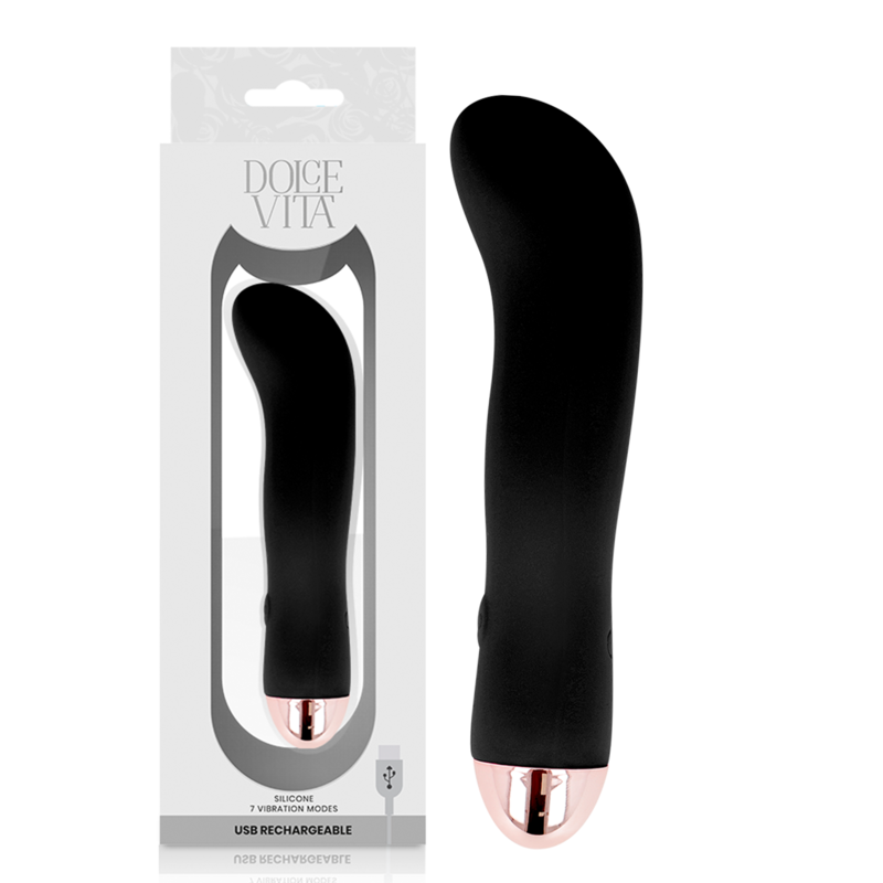 DOLCE VITA - VIBRADOR RECARREGÁVEL TWO PRETO 7 VELOCIDADES