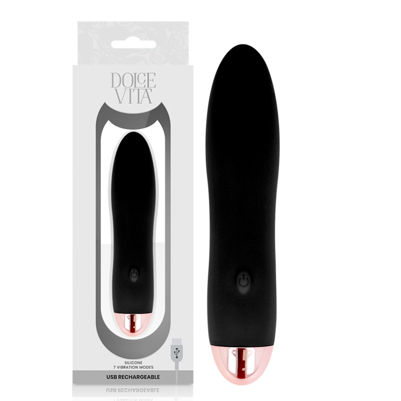 DOLCE VITA - VIBRADOR RECARREGÁVEL FOUR PRETO 7 VELOCIDADES