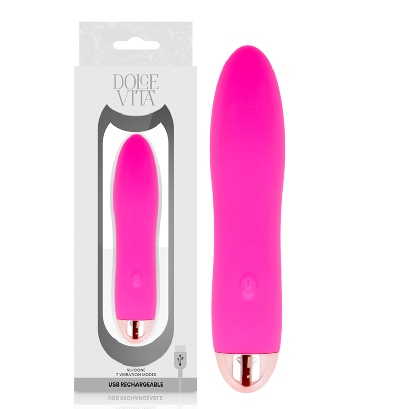 DOLCE VITA - VIBRADOR RECARREGÁVEL FOUR ROSA 7 VELOCIDADES