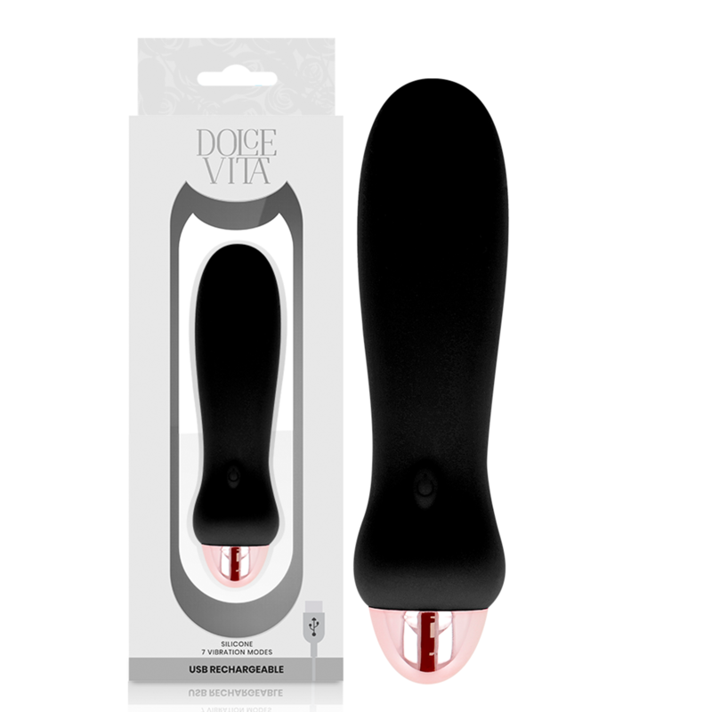 DOLCE VITA - VIBRADOR RECARREGÁVEL FIVE BLACK 7 VELOCIDADES