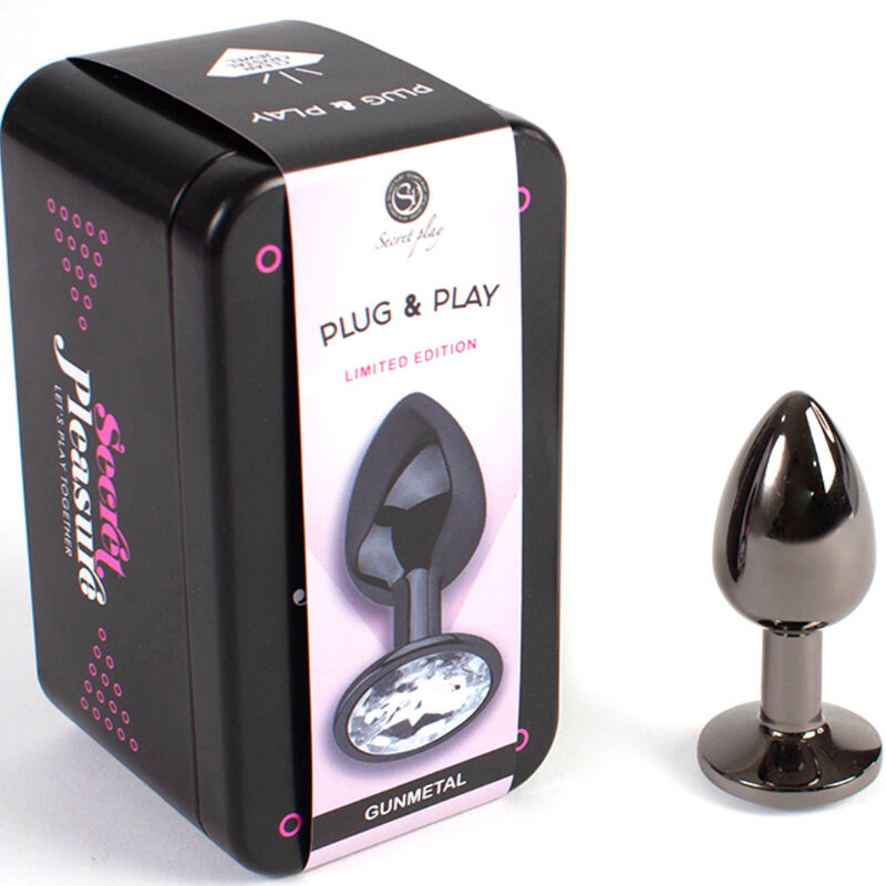 SECRETPLAY - TAPÓN ANAL GUNMETAL TAMAÑO PEQUEÑO 7 CM