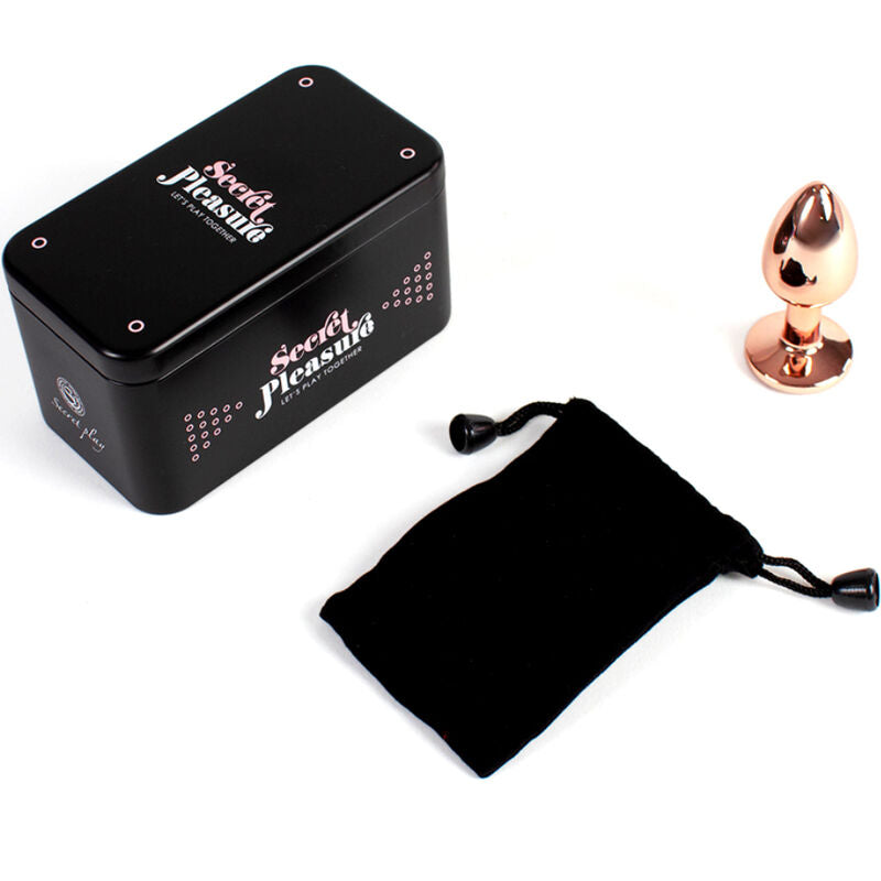 SECRETPLAY - PLUG ANAL METAL OURO ROSA TAMANHO PEQUENO 7 CM