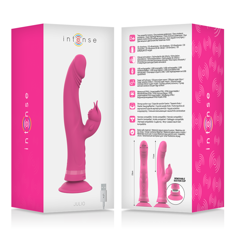 INTENSE - VIBRADOR JULIO RABBIT DE SILICONE ROSA