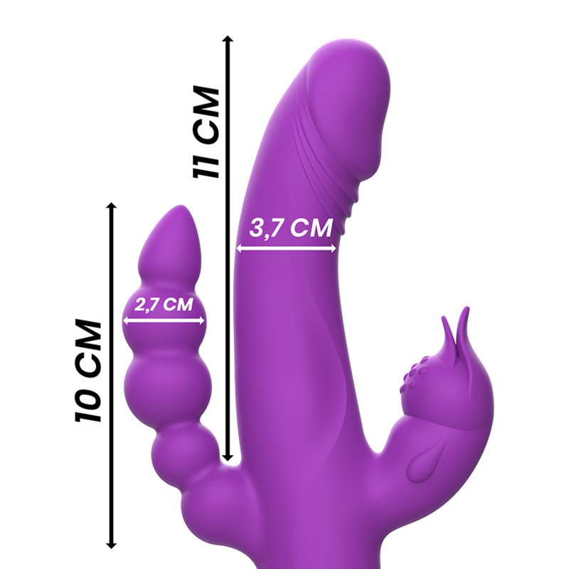 INTENSE - VIBRADOR DE SILICONA CASANOVA RABBIT TRIPLE MOTOR MORADO