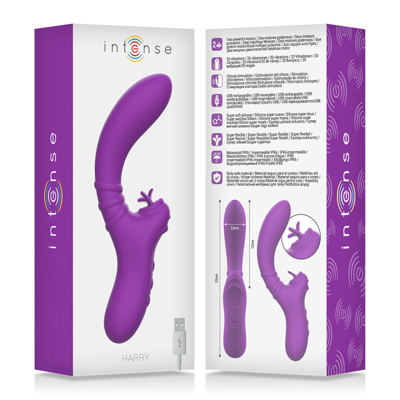 INTENSE - HARRY VIBRADOR FLEXÍVEL COM LÍNGUA ROXA