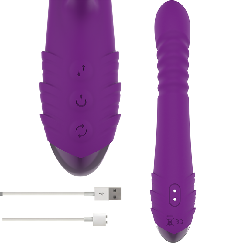 Vibrador multifunções recarregável INTENSE - IGGY com movimento para cima e para baixo e estimulador clitoriano, cor roxo.