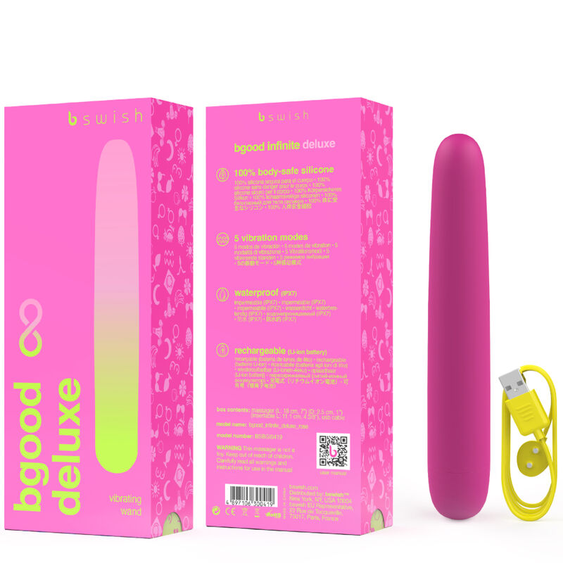B SWISH - BGOOD INFINITE DELUXE VIBRADOR RECARREGÁVEL DE SILICONE ROSA