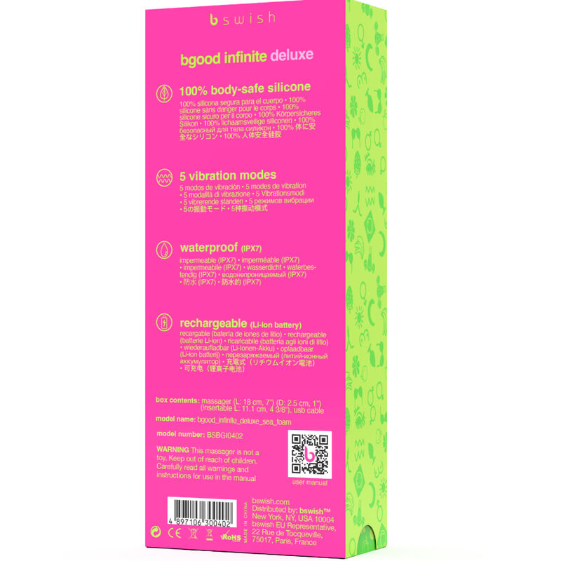 B SWISH - BGOOD INFINITE DELUXE VIBRADOR RECARREGÁVEL DE SILICONE AZUL