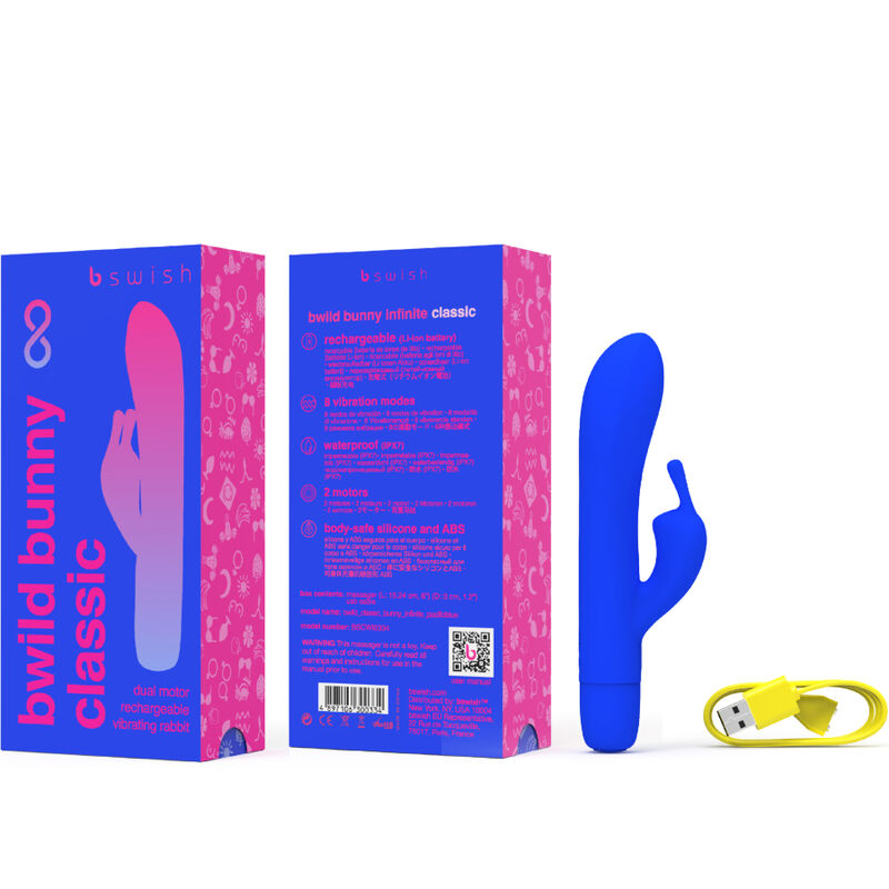 B SWISH - BWILD BUNNY INFINITE CLASSIC VIBRADOR RECARREGÁVEL DE SILICONE AZUL
