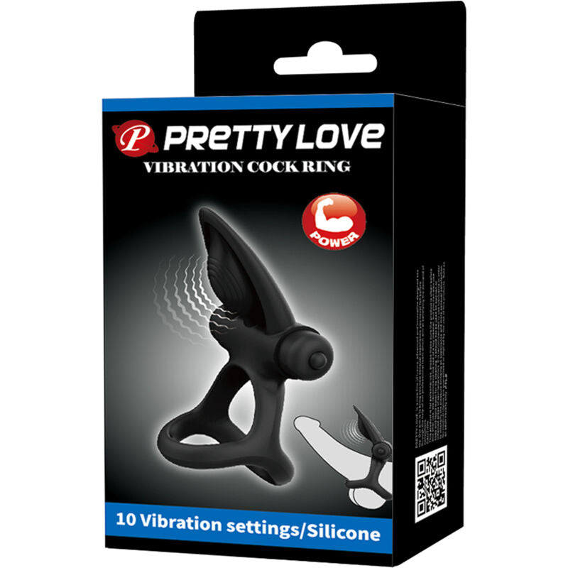 PRETTY LOVE - ANEL VIBRATÓRIO COM 10 VIBRAÇÕES EM SILICONE PRETO