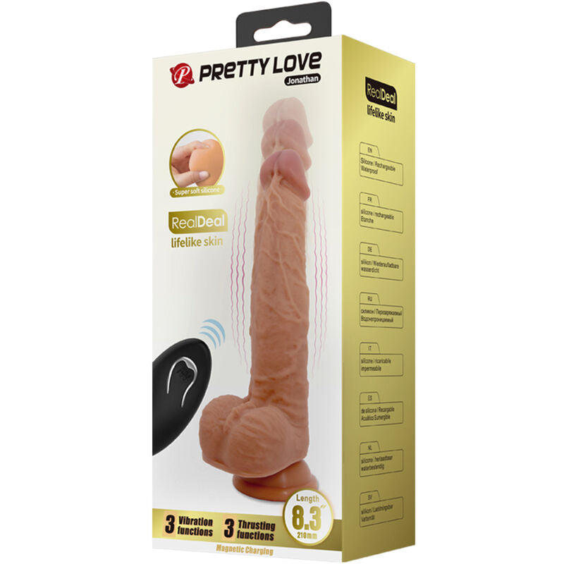 PRETTY LOVE - JONATHAN DILDO DE SILICONE 3 VIBRAÇÕES + 3 MEDIDAS DE INSERÇÃO CONTROLO REMOTO 21 CM