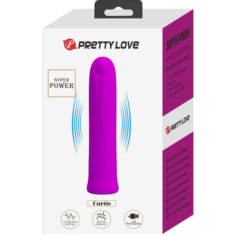 PRETTY LOVE - CURTIS MINI VIBRADOR SUPER POWER 12 VIBRACIONES DE SILICONA VIOLETA