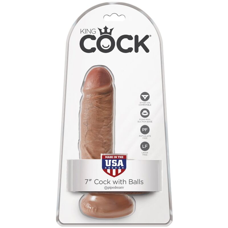 KING COCK - PÊNIS REALISTA COM TESTÍCULOS 13,2 CM CARAMELO