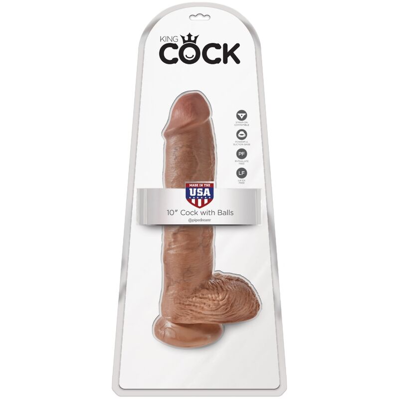 KING COCK - PÊNIS REALISTA COM TESTÍCULOS 19,8 CM CARAMELO