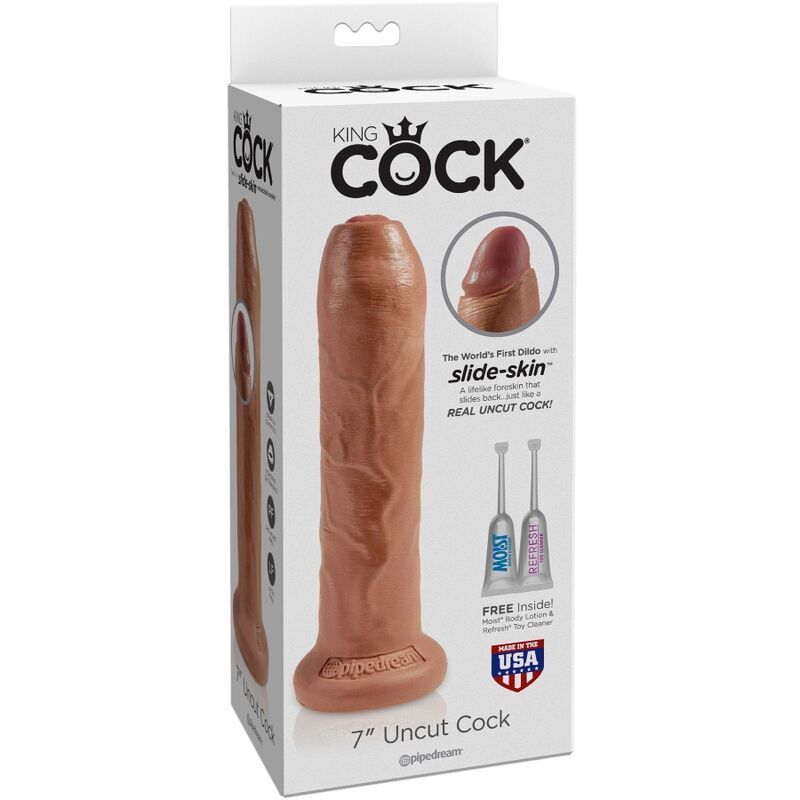 KING COCK - PÊNIS REALISTA NÃO CIRCUNCIDADO 17,8 CM CARAMELO