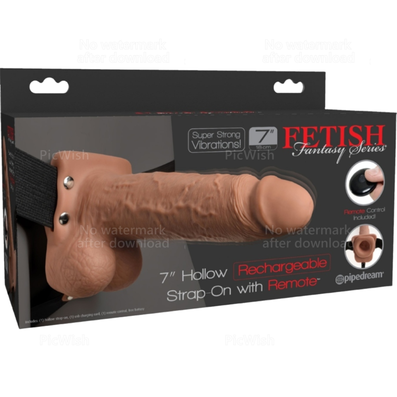 FETISH FANTASY SERIES - ARNÉS AJUSTABLE PENE REALISTA CON BOLAS RECARGABLE Y VIBRADOR 17.8 CM