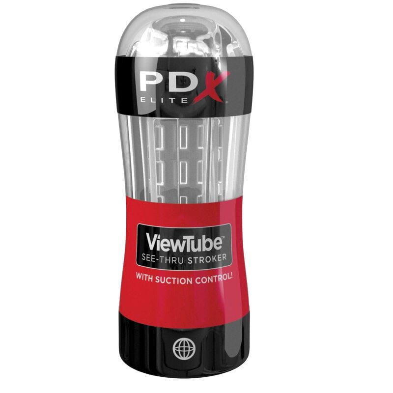 PDX ELITE - STROKER MASTURBADOR COM VISOR E CONTROLO DE ASPIRAÇÃO TRANSPARENTE