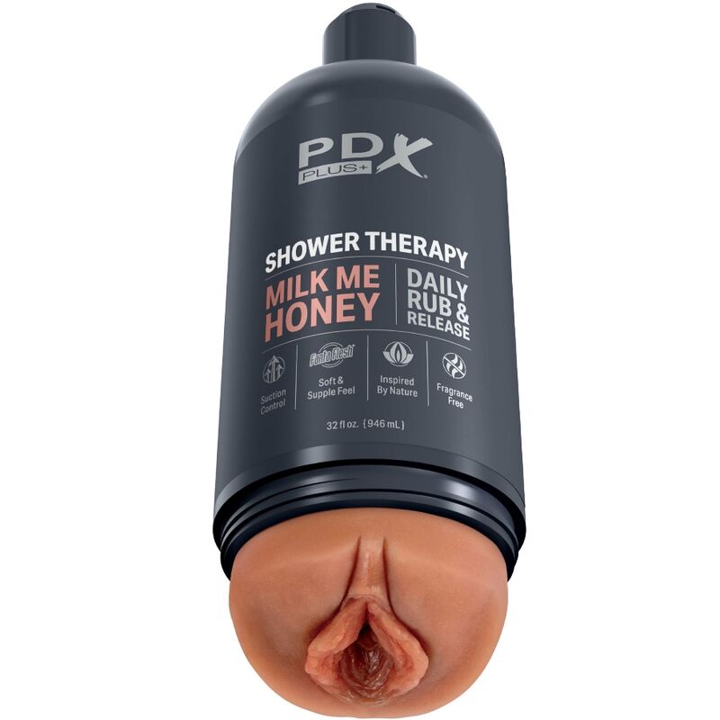 PDX PLUS - STROKER MASTURBADOR COM DESIGN DE FRASCO DISCRETO CHAMPÔ MILK ME HONEY CANDY