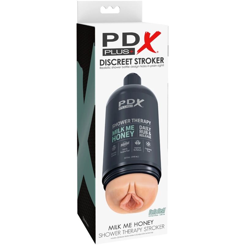 PDX PLUS - STROKER MASTURBADOR COM DESIGN DISCRETO DE FRASCO DE CHAMPÔ MILK ME HONEY