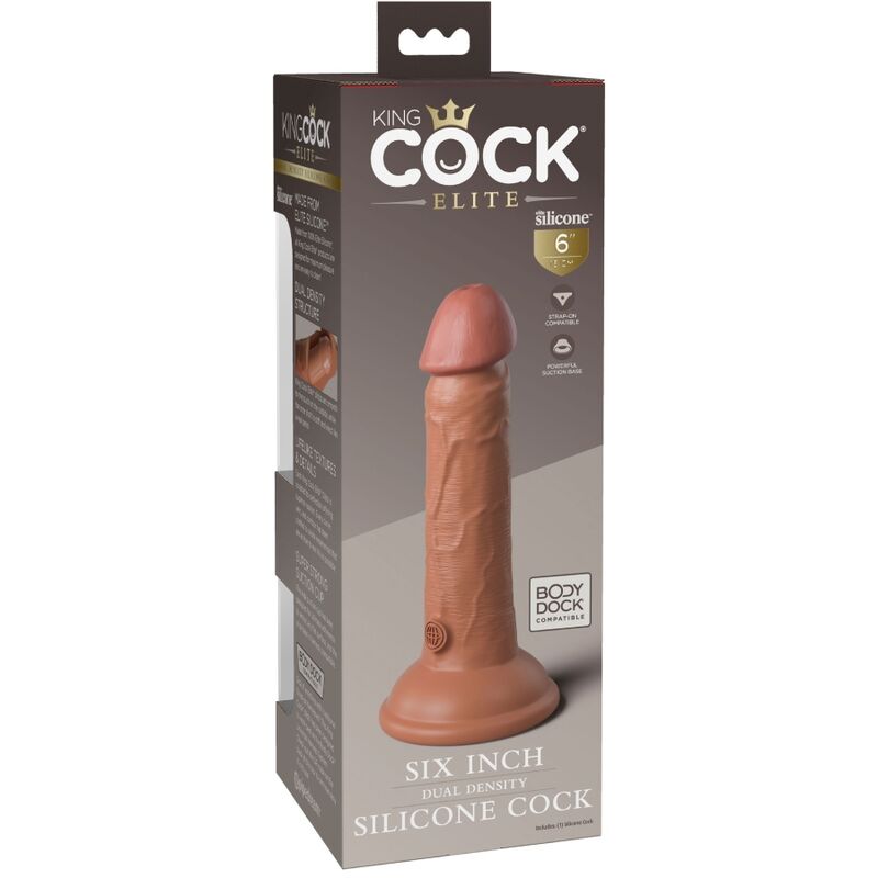 KING COCK - DILDO DE SILICONE REALISTA DE ELITE 15,2 CM CARAMELO